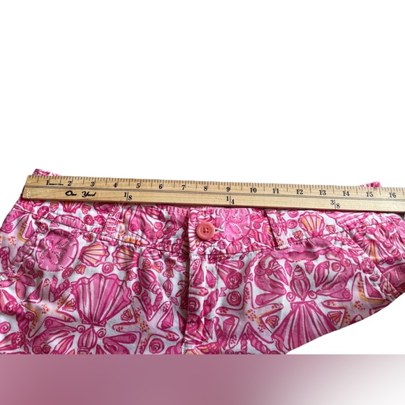 LILLY PULITZER Pink/Orange Shell Print Cotton Shorts - Size 8 - Picture 8 of 11